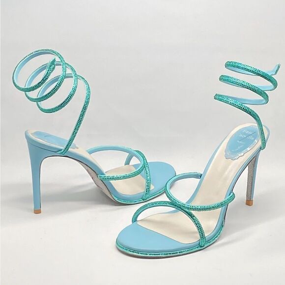 Rene Caovilla Blue Cleo Aquamarine Sandal With Crystals 105 size 40 - Picture 9 of 12